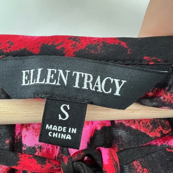 Ellen Tracy SMALL Pink Abstract Boho Long Sleeve Peasant Top Blouse Shirt - Picture 5 of 6